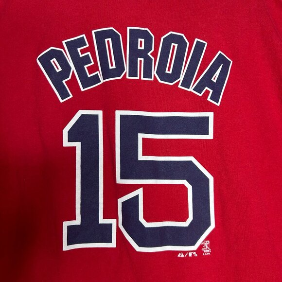 Vintage Boston Red Sox‎ Dustin Pedroia Shirt XL #15 Majestic Athletic Men's Red - Picture 6 of 6